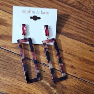 Tortoise Shell and Red Earrings